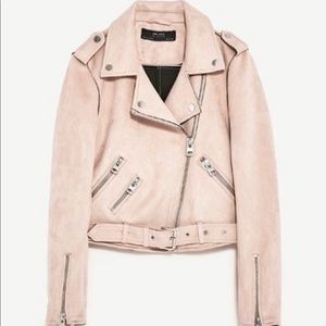 Pink suede moto jacket